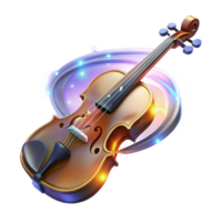 Violin in a Luminous Orbit A 3D Render of a Classical String Instrument png