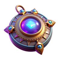 Mystical Compass Ancient Artifact with Glowing Gem and Ornate Design png