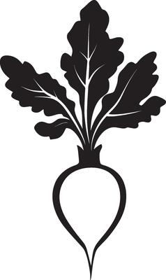 Minimalist black icon of a radish in format