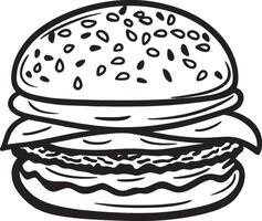 Minimalist black outline of a burger in format vector