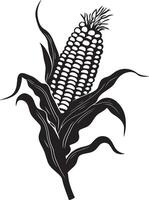 Black illustration of a simple corn vegetable silhouette vector