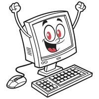 A cartoon computer with a smile on its face vector