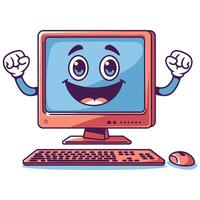 Computer monitor with happy face illustration vector