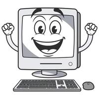 Computer desktop mascot illustration vector