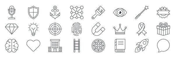 A set of icons that are drawn in a line vector