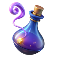 Magical Potion Bottle 3D Render of Fantasy Elixir with Glowing Star png