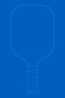 Pickleball Paddle outline on blue background. Abstract background of Pickleball Paddle equpment illustration isolated object. nobody vector