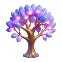 Glowing Tree A 3D Render of a Fantasy Tree with Illuminated Fruit png