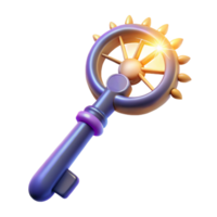 Glowing Wheel Key A 3D Render of a Fantasy Key png