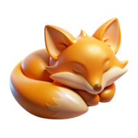 Adorable Sleeping Fox 3D Render of a Cute Curled Up Fox png