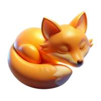 Adorable 3D Render of a Sleeping Fox Curled in a Ball png