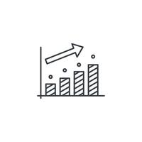 A line icon of a bar chart with an arrow going up vector