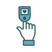 Hand with Pulse Oximeter Displaying Oxygen Saturation and BPM vector