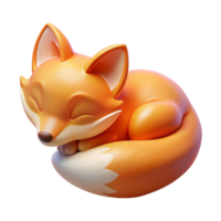 Adorable Sleeping Fox 3D Render of a Cute Fox Curled Up png