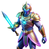 Radiant Knight A Fantasy Game Character with Luminous Armor and Sword png