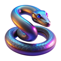 iridescent snake, digital art, 3D rendering, reptile, scales, colorful, fantasy creature, mythical serpent, coiled snake, glowing scales png