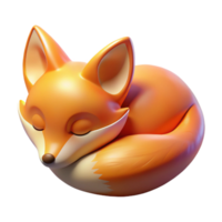 Adorable Sleeping Fox 3D Render of Curled Up Orange Fox png