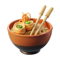 3D Render of Noodles in a Bowl with Chopsticks png