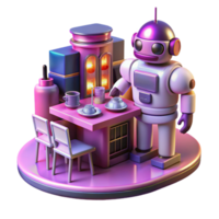 Robot Serving Drinks at a Table in a Miniature Setting png