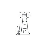 A lighthouse with a tree and light on top vector