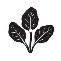 Black illustration of a spinach icon vector