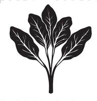 Black illustration of a simple spinach silhouette vector