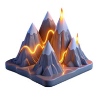 Glowing Path Through Mountain Range 3D Render png