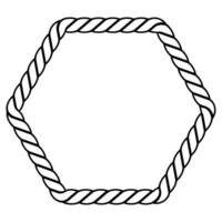 Line drawing of a hexagonal frame made from rope vector
