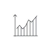 A graph line icon with an arrow going up vector