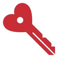 Red Key with Heart symbol icon - design for love emotions vector