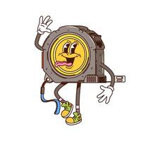 Groovy tape measure character, DIY repairing tool vector