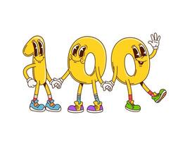 Groovy one hundred math number happy characters vector