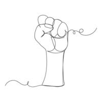 Raised Fist art continuous line vector