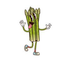 Groovy asparagus vegetable character with tongue vector