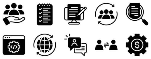 Digital Nomad Icon Set Versatile Solid Style Collection for Remote Work and Travel vector