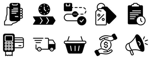 Sales Icon Set Dynamic Solid Style Collection vector