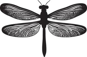 Minimalist black silhouette of a dragonfly in format vector