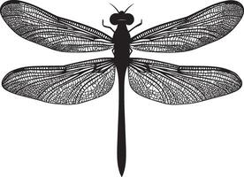 Black illustration of a simple dragonfly silhouette vector