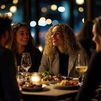 Downtown Dinner in a Sleek Jacket photo