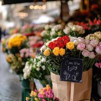 Handwritten Signs Charming Flower Stalls photo