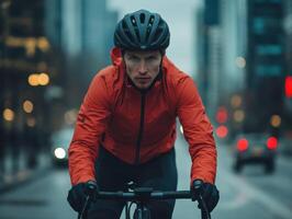 City Cycling Adventure in Light Jacket photo