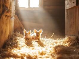 Innocent Piglets in a Barn photo