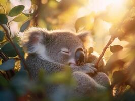 Tender Baby Koalas Resting on a Branch photo