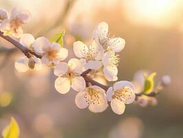 Village Orchard Blossoming in the Sun photo