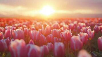 Vibrant Tulip Field With Morning Light photo
