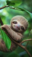 Eager Baby Sloths in the Rainforest photo