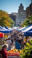 Vibrant Farmer's Market on Weekend Morning photo