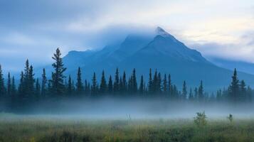 Misty Dawn Over Mountain Ridge photo