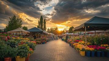 Afternoon Clouds Form Over Flower Market photo
