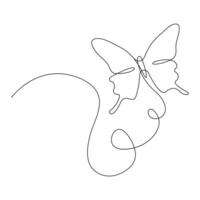 Butterfly continuous single line icon design with editable Stroke. vector